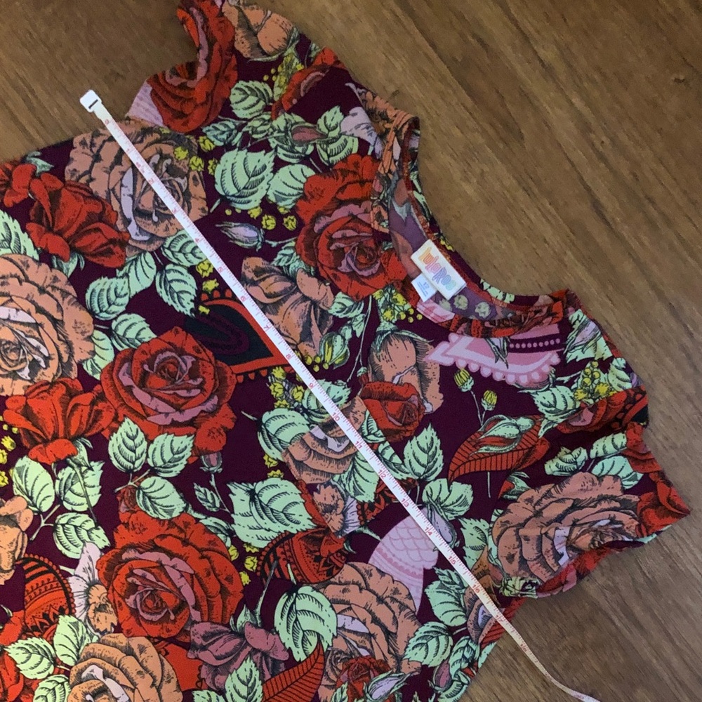 LuLaRoe Floral Dress with Red and Green Accents size 12 - Picture 7 of 8